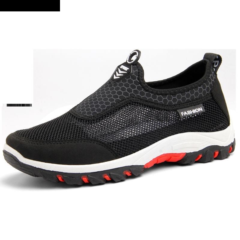 Herre Sport Splejsning Mesh Stof Åndbar Slip On Casual Walking Sko