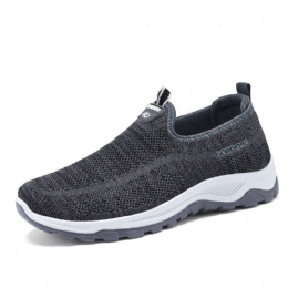 Herre Sport Strikket Stof Åndbar Vandresko Bløde Slip On Casual Sneakers