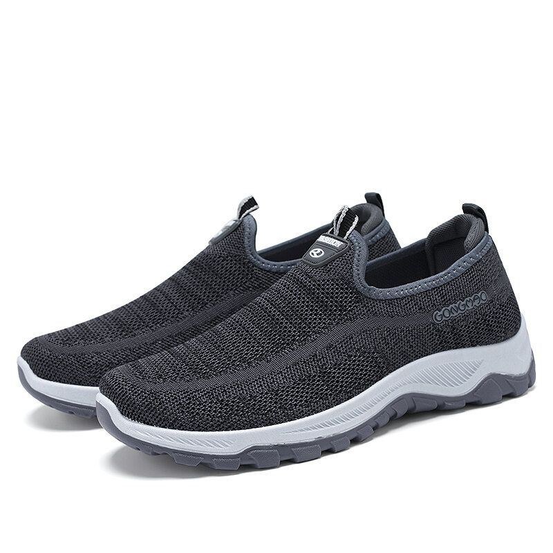 Herre Sport Strikket Stof Åndbar Vandresko Bløde Slip On Casual Sneakers