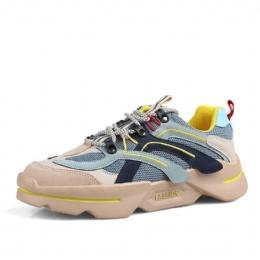 Herre Stilfuld Colorblock Mesh Læder Splejsning Behagelige Åndbare Casual Sneakers