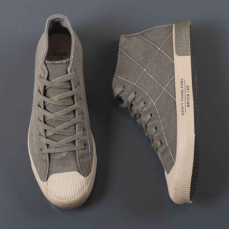 Herre Stitching High Top Åndbar Canvas Sko Casual Court Sneakers