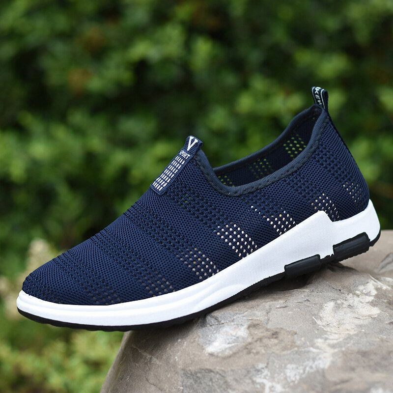 Herre Udhulet Åndbart Stof Blødt Bund Slip On Comfy Sports Casual Vandresko