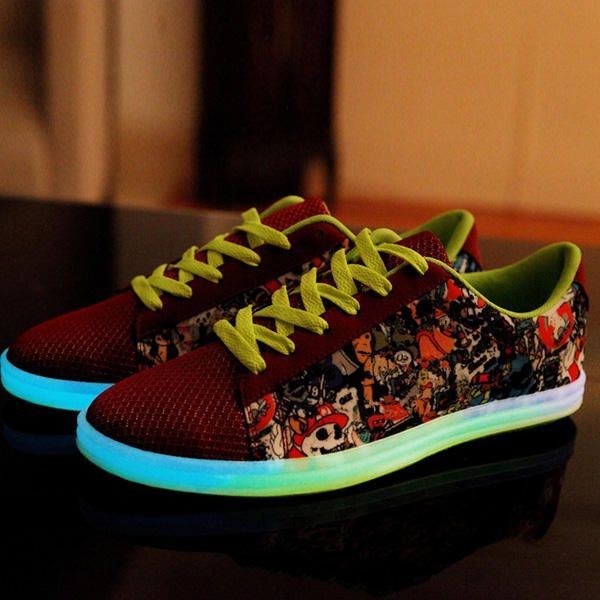 Herre Unisex Luminous Sneakers Mønster Matchende Sneakers Runde Tå Par Light Up Sneakers