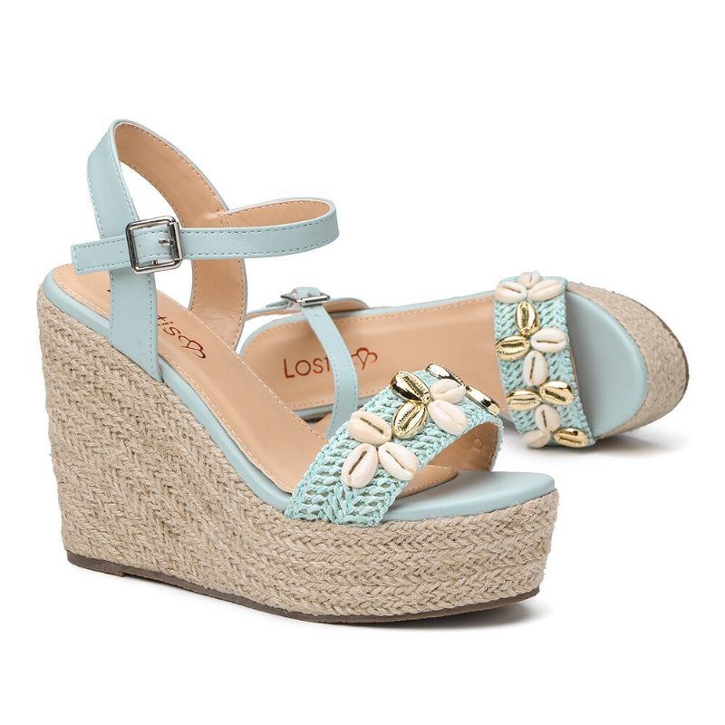 Dame Beading Espadrille Spænde Platform Sandaler