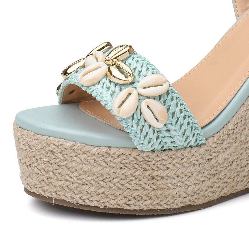 Dame Beading Espadrille Spænde Platform Sandaler