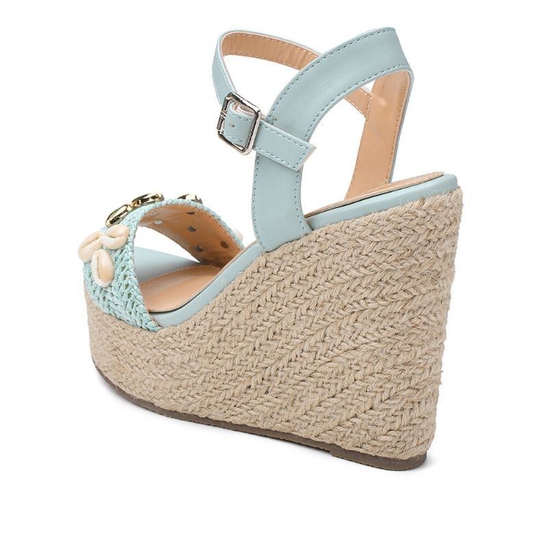 Dame Beading Espadrille Spænde Platform Sandaler