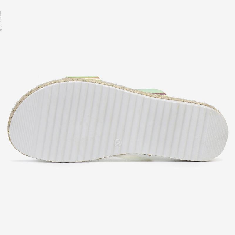 Dame Dobbelt Gradient Farvestrop Behagelig Skridsikker Espadrille Platform Sandaler