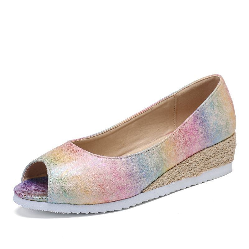 Dame Farverig Espadrille Comfy Wedge Peep Toe Platforme