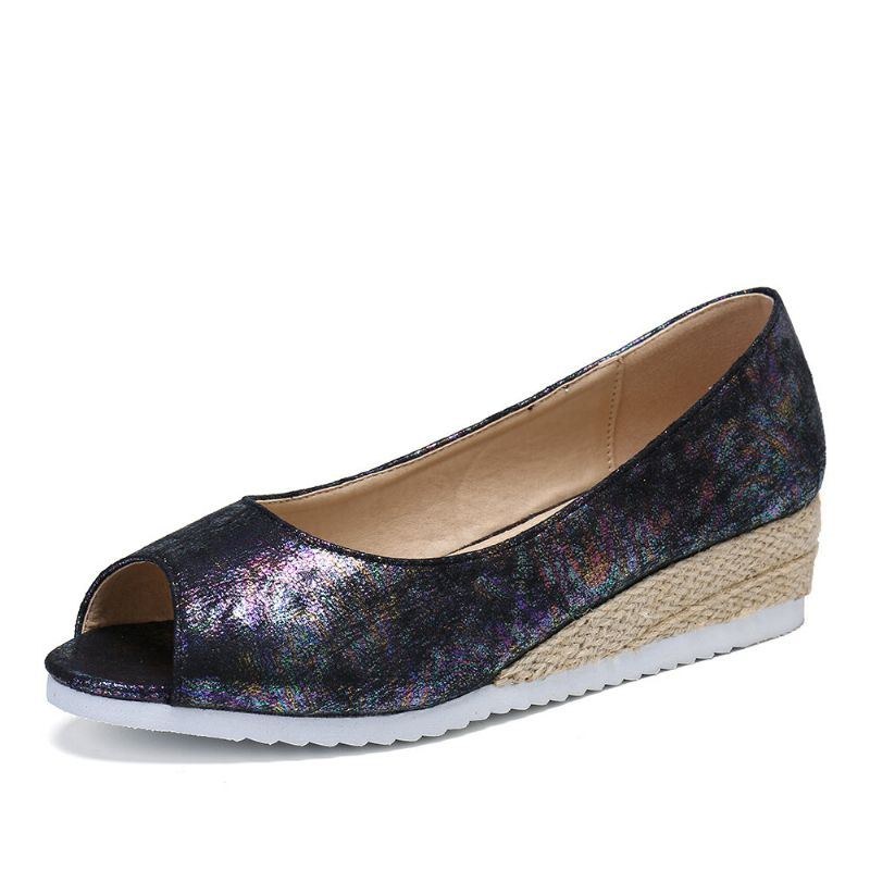 Dame Farverig Espadrille Comfy Wedge Peep Toe Platforme