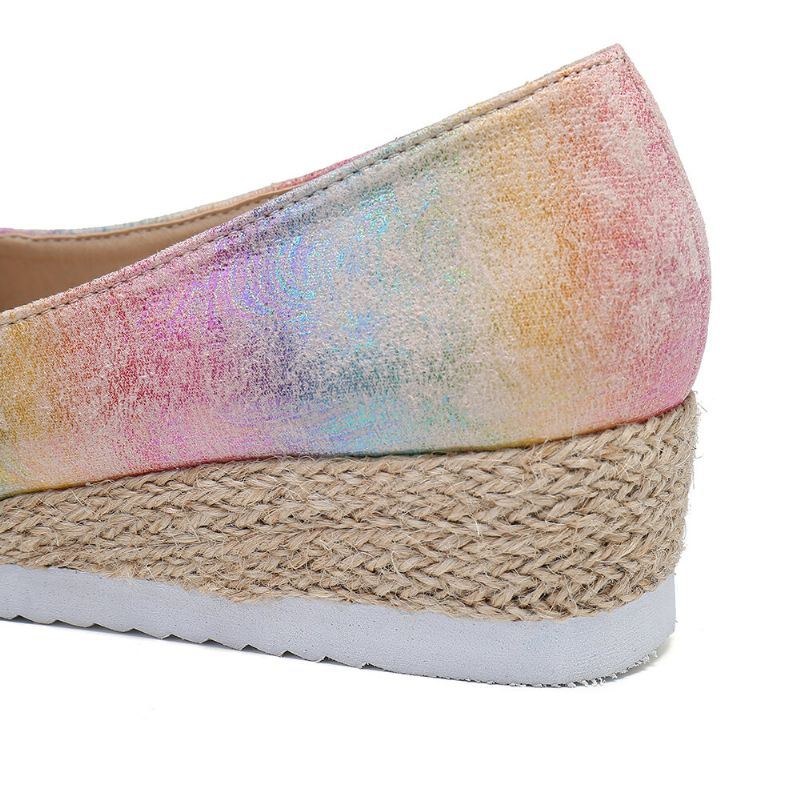 Dame Farverig Espadrille Comfy Wedge Peep Toe Platforme