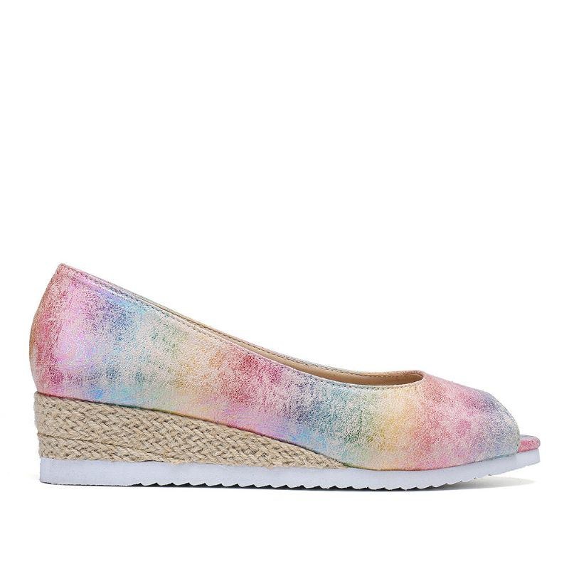 Dame Farverig Espadrille Comfy Wedge Peep Toe Platforme