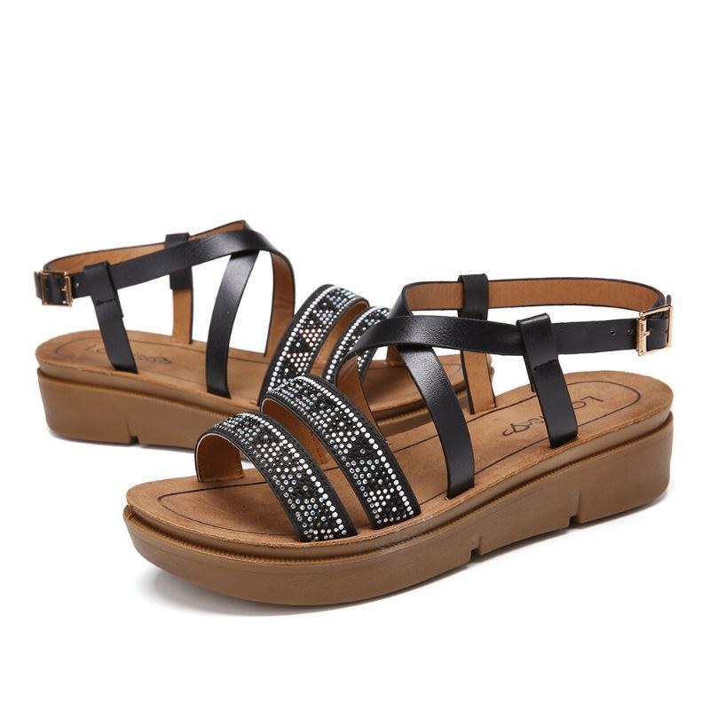 Dame Nitte Comfy Double Band Platform Sandaler