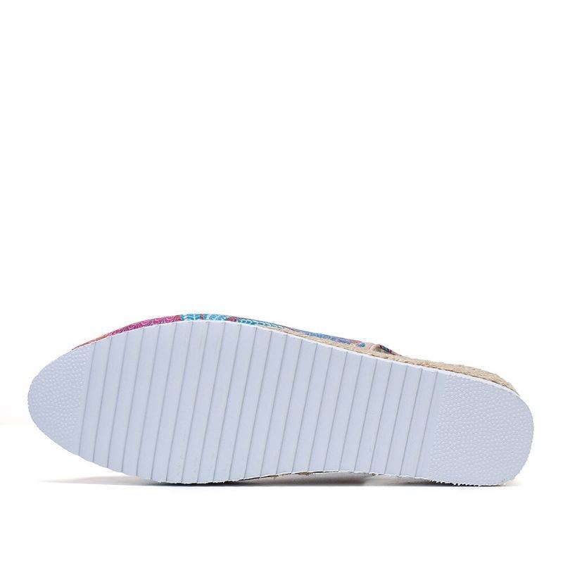 Dame Peacock Mønster Espadrille Comfy Wedge Peep Toe Platforme