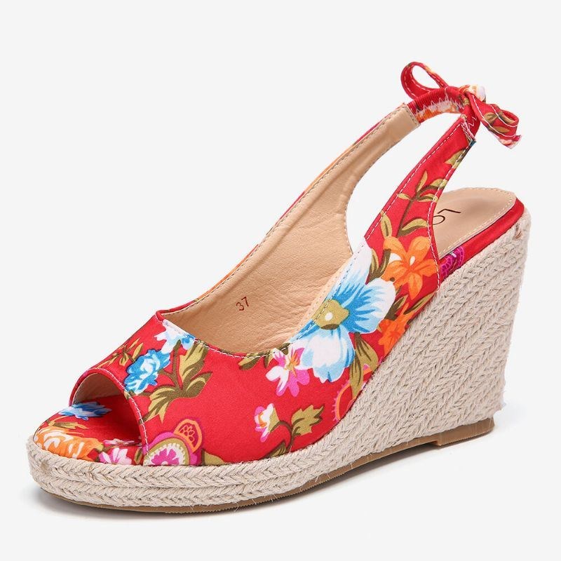 Dame Udskrivningsindretning Comfy Wearable Peep Toe Casual Wedges Sandaler