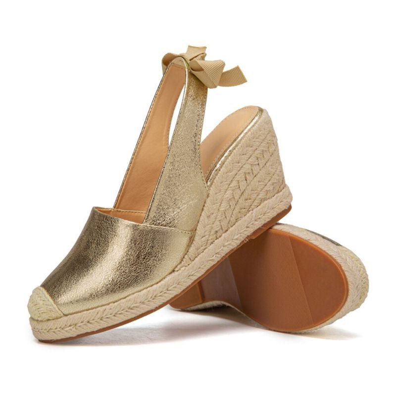 Stor Størrelse Dame Metallic Closed Toe Espadrilles Slingback Wedeges Sandaler