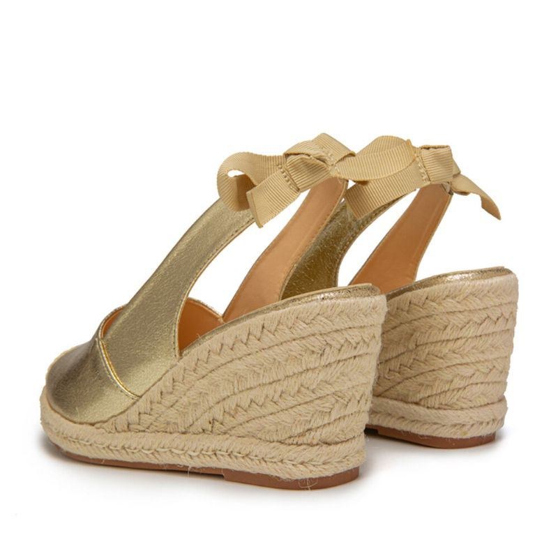 Stor Størrelse Dame Metallic Closed Toe Espadrilles Slingback Wedeges Sandaler