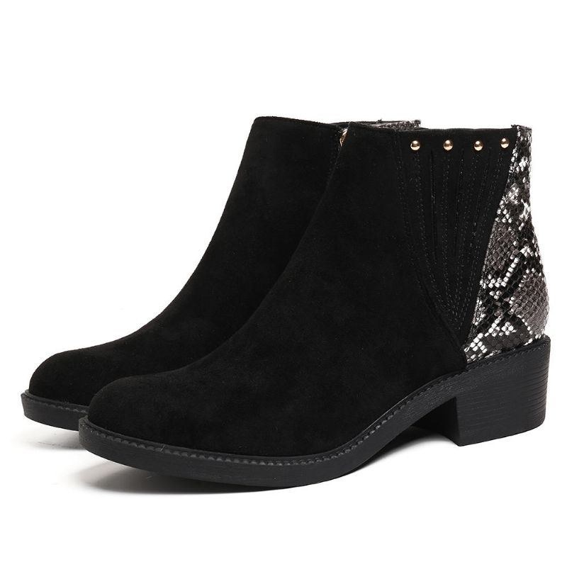 Dame Årer Splejsning Chunky Heel Casual Ankelstøvler