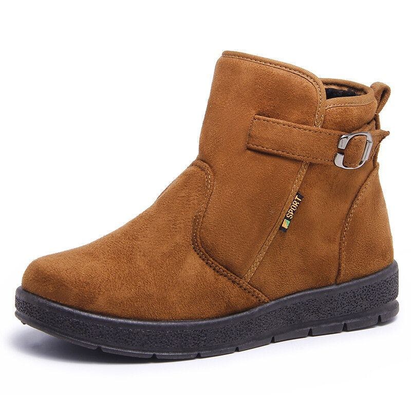 Dame Comfy Varmt Foring Spænde Slip On Snow Boots