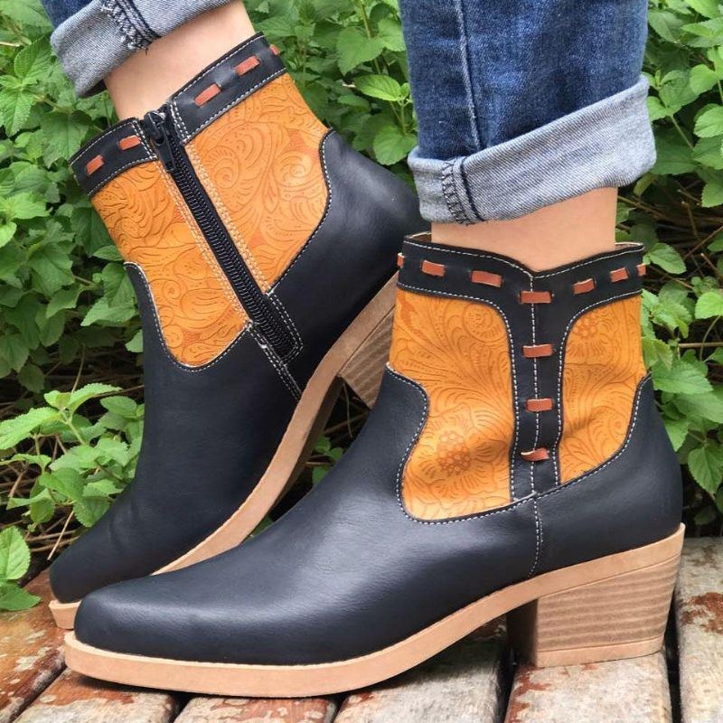 Dame Splejsning Chunky Heel Casual Ankelstøvler