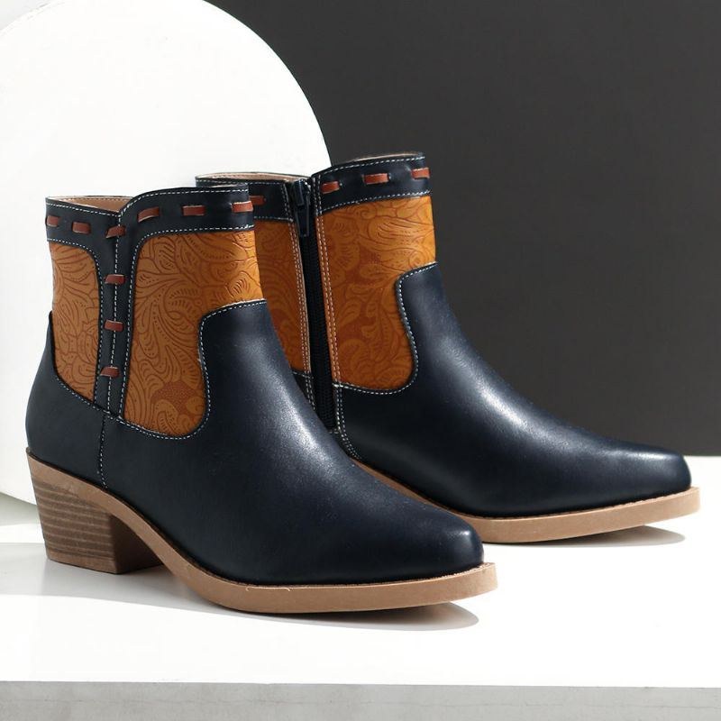 Dame Splejsning Chunky Heel Casual Ankelstøvler