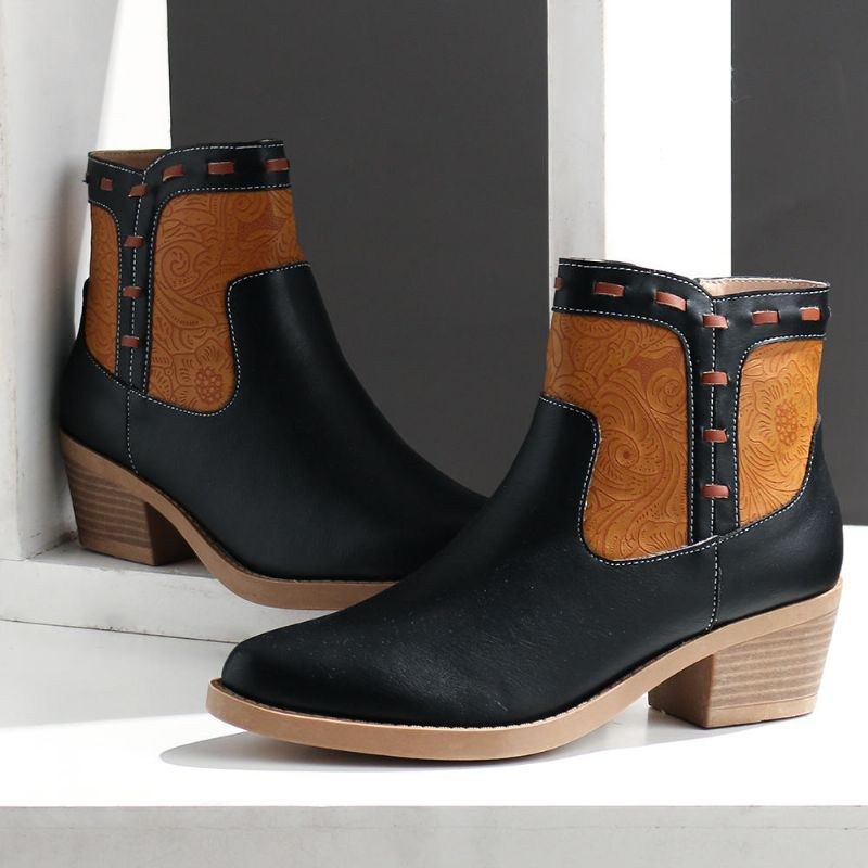 Dame Splejsning Chunky Heel Casual Ankelstøvler