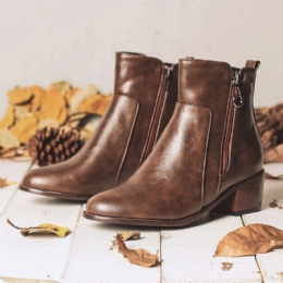 Dame Stor Størrelse Retro Chunky Heel Casual Ankelstøvler