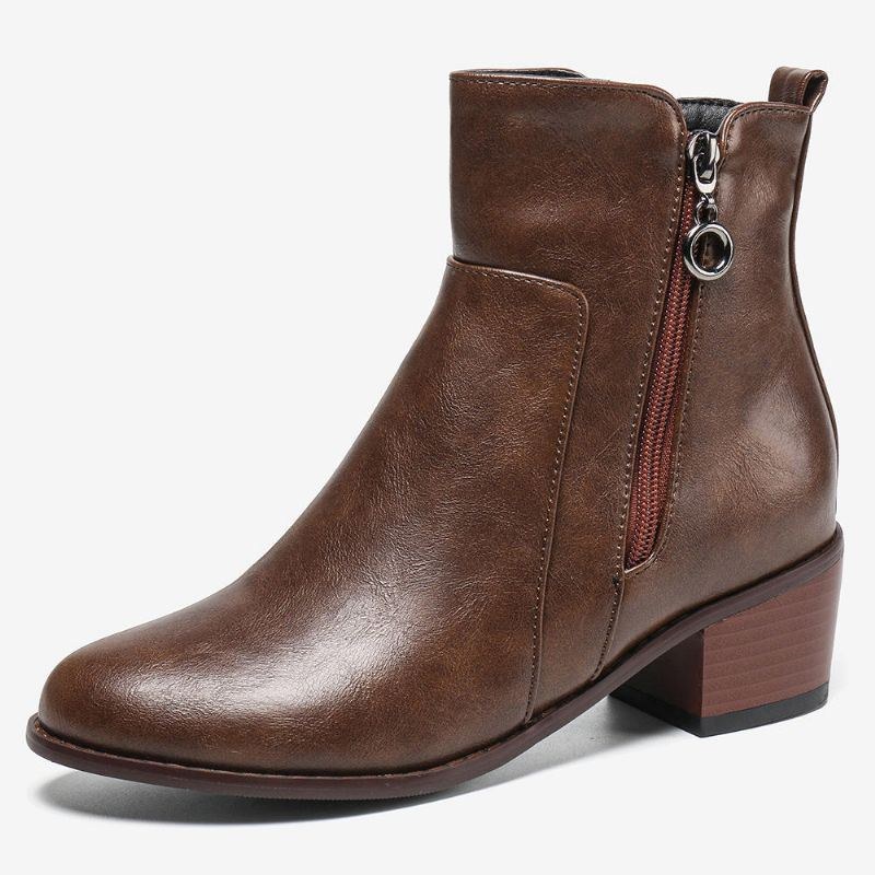 Dame Stor Størrelse Retro Chunky Heel Casual Ankelstøvler