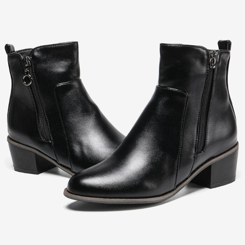 Dame Stor Størrelse Retro Chunky Heel Casual Ankelstøvler