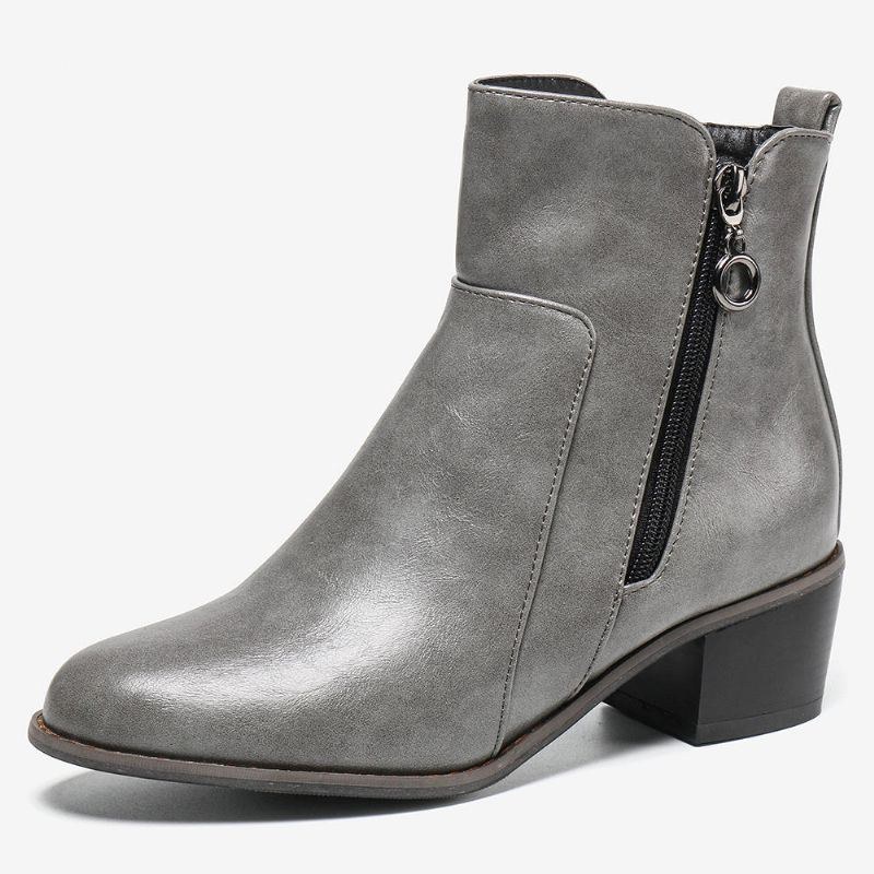 Dame Stor Størrelse Retro Chunky Heel Casual Ankelstøvler