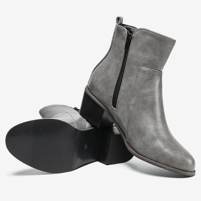 Dame Stor Størrelse Retro Chunky Heel Casual Ankelstøvler