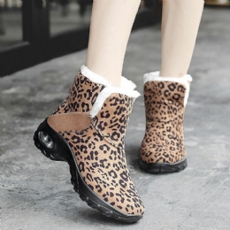 Dame Varmforet Skridsikre Leopard Slip On Short Snow Boots