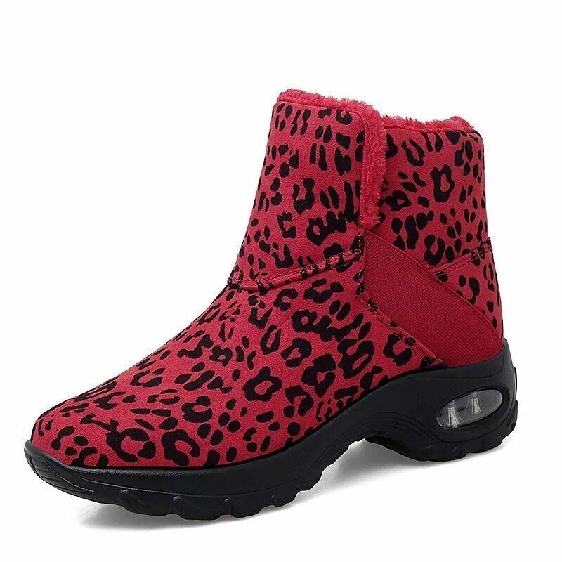 Dame Varmforet Skridsikre Leopard Slip On Short Snow Boots