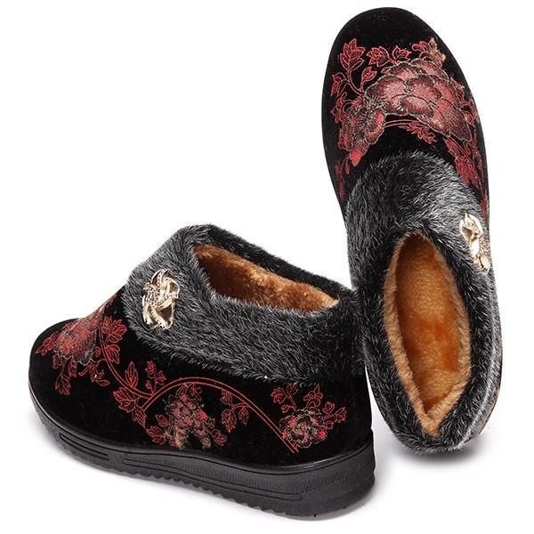 Dame Vinter Bomuld Pels Foring Støvler Casual Outdoor Plys Flats