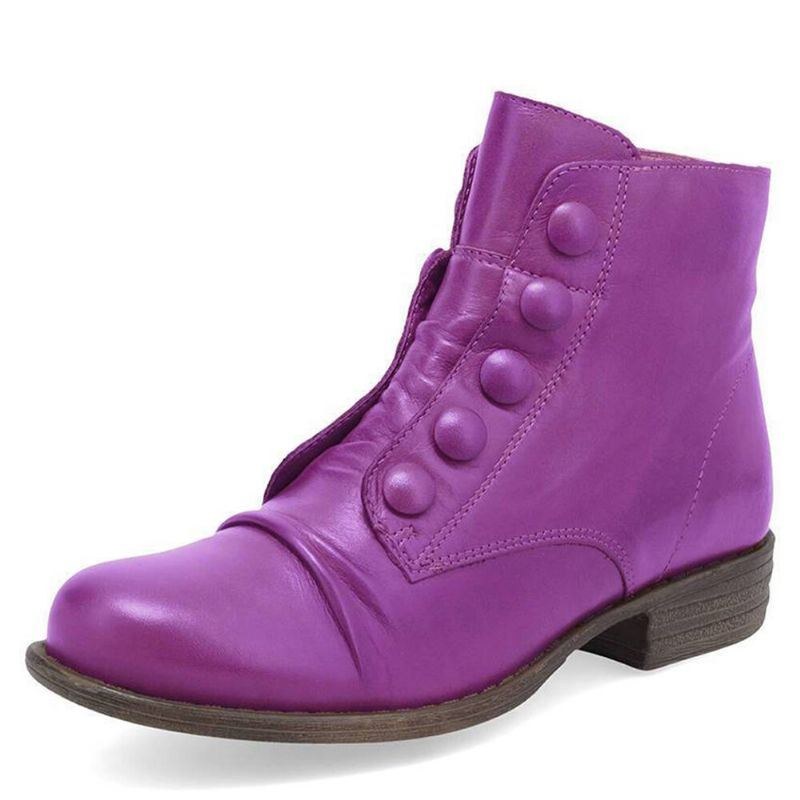 Plus Size Dame Knap Decor Side Lynlås Lavhælet Biker Boots