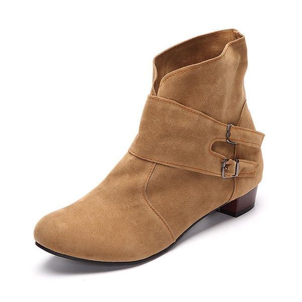 Stor Størrelse Kvinder Korte Støvler Casual Outdoor Slip On High Heel Sko