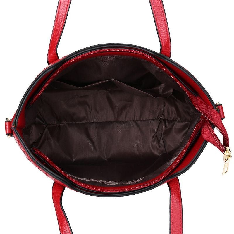 3 Stk/sæt Dame Læder Satchel Håndtaske Skulder Messenger Crossbody Taske