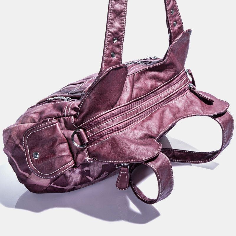 Angel Kiss Kvinder Pu Læder Multi-bære Ensfarvet Crossbody Taske Skuldertaske Tote Håndtaske