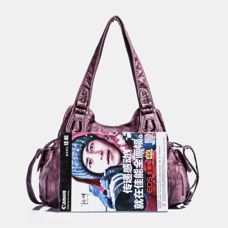 Angel Kiss Kvinder Pu Læder Multi-bære Ensfarvet Crossbody Taske Skuldertaske Tote Håndtaske