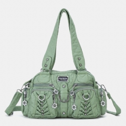 Angel Kiss Kvinder Pu Læder Multi-bære Ensfarvet Mode Casual Skuldertaske Crossbody Bag Håndtaske