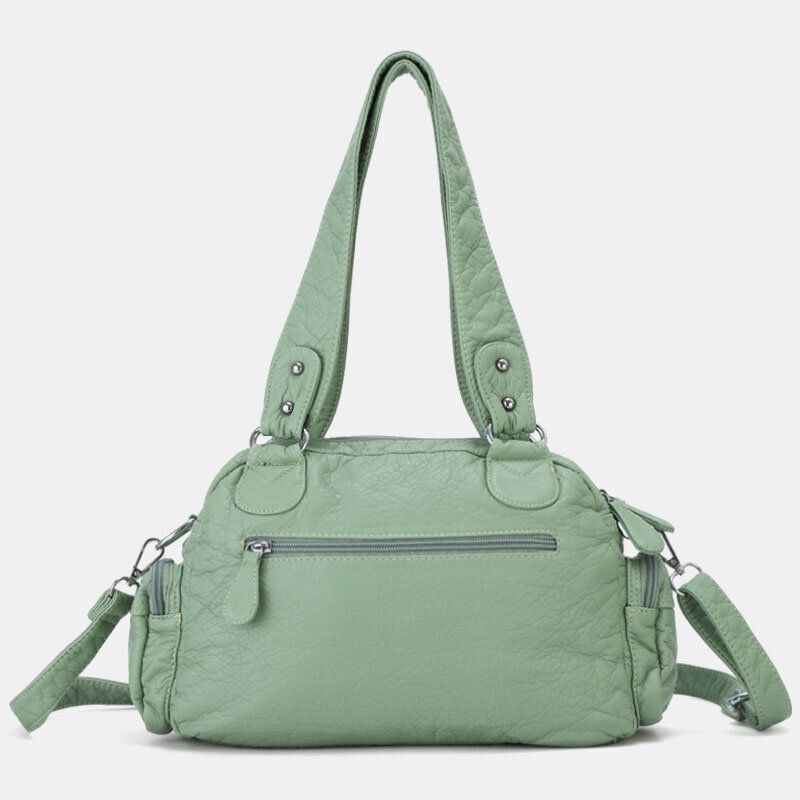 Angel Kiss Kvinder Pu Læder Multi-bære Ensfarvet Mode Casual Skuldertaske Crossbody Bag Håndtaske