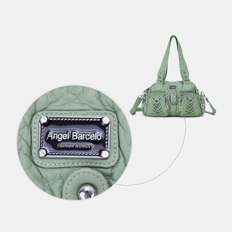 Angel Kiss Kvinder Pu Læder Multi-bære Ensfarvet Mode Casual Skuldertaske Crossbody Bag Håndtaske