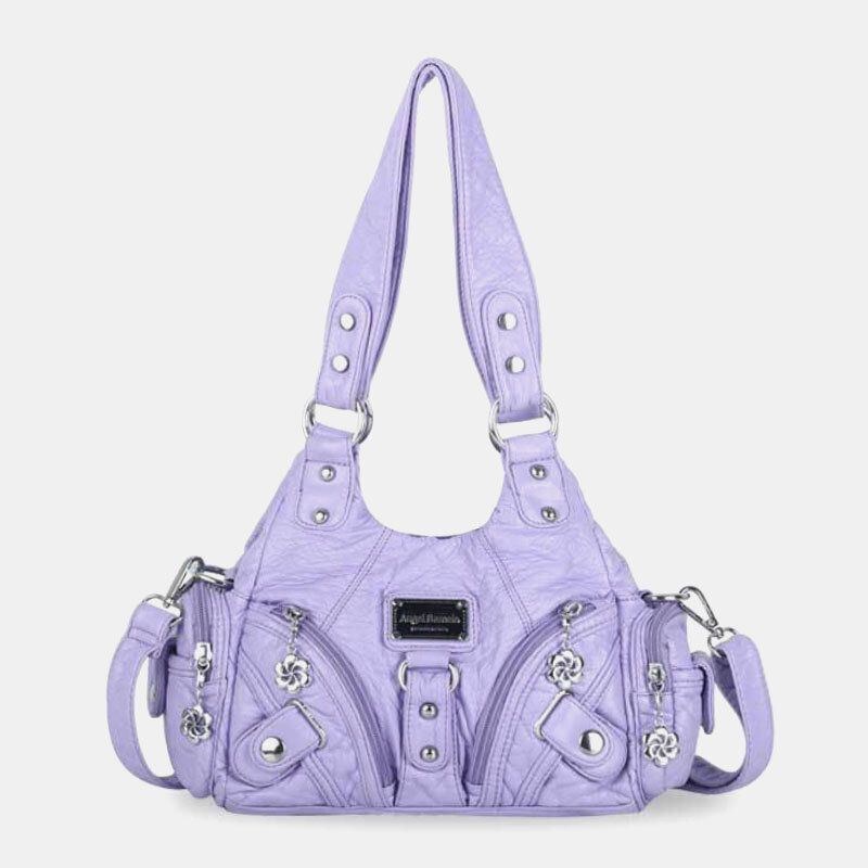 Angel Kiss Kvinder Pu Læder Vintage Multi-pocket Convertible Anti-tyveri Crossbody Taske Skuldertaske Håndtaske