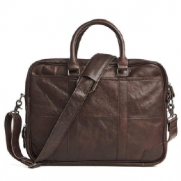 Business Laptoptaske I Ægte Læder Til Mænd Briefcase Crossbody-taske