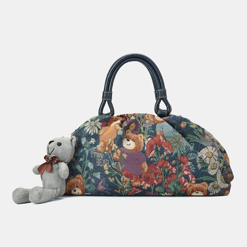 Dame Bear Mønster Casual Håndtaske Crossbody Taske