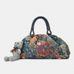 Dame Bear Mønster Casual Håndtaske Crossbody Taske