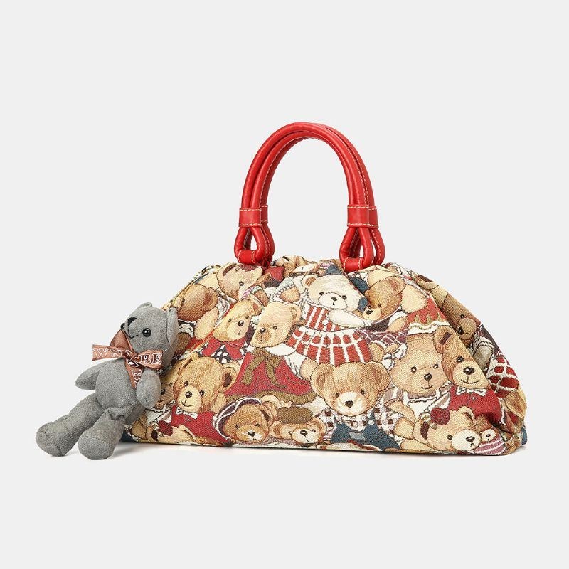 Dame Bear Mønster Casual Håndtaske Crossbody Taske