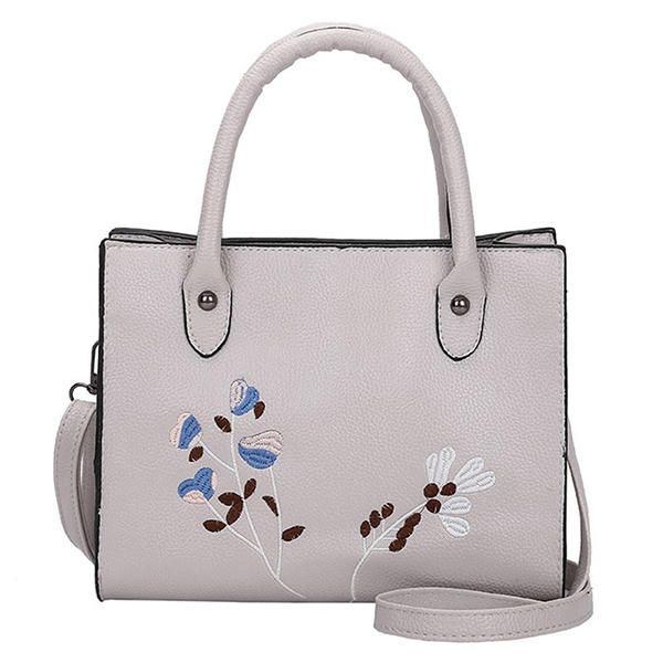 Dame Broderi Tote Håndtaske Leisure Pu Crossbody Taske