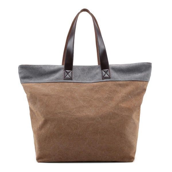 Dame Canvas Hit Color Tote Bag Casual Håndtaske Skuldertaske