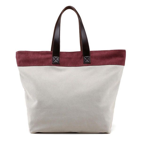 Dame Canvas Hit Color Tote Bag Casual Håndtaske Skuldertaske