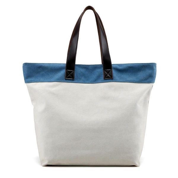 Dame Canvas Hit Color Tote Bag Casual Håndtaske Skuldertaske